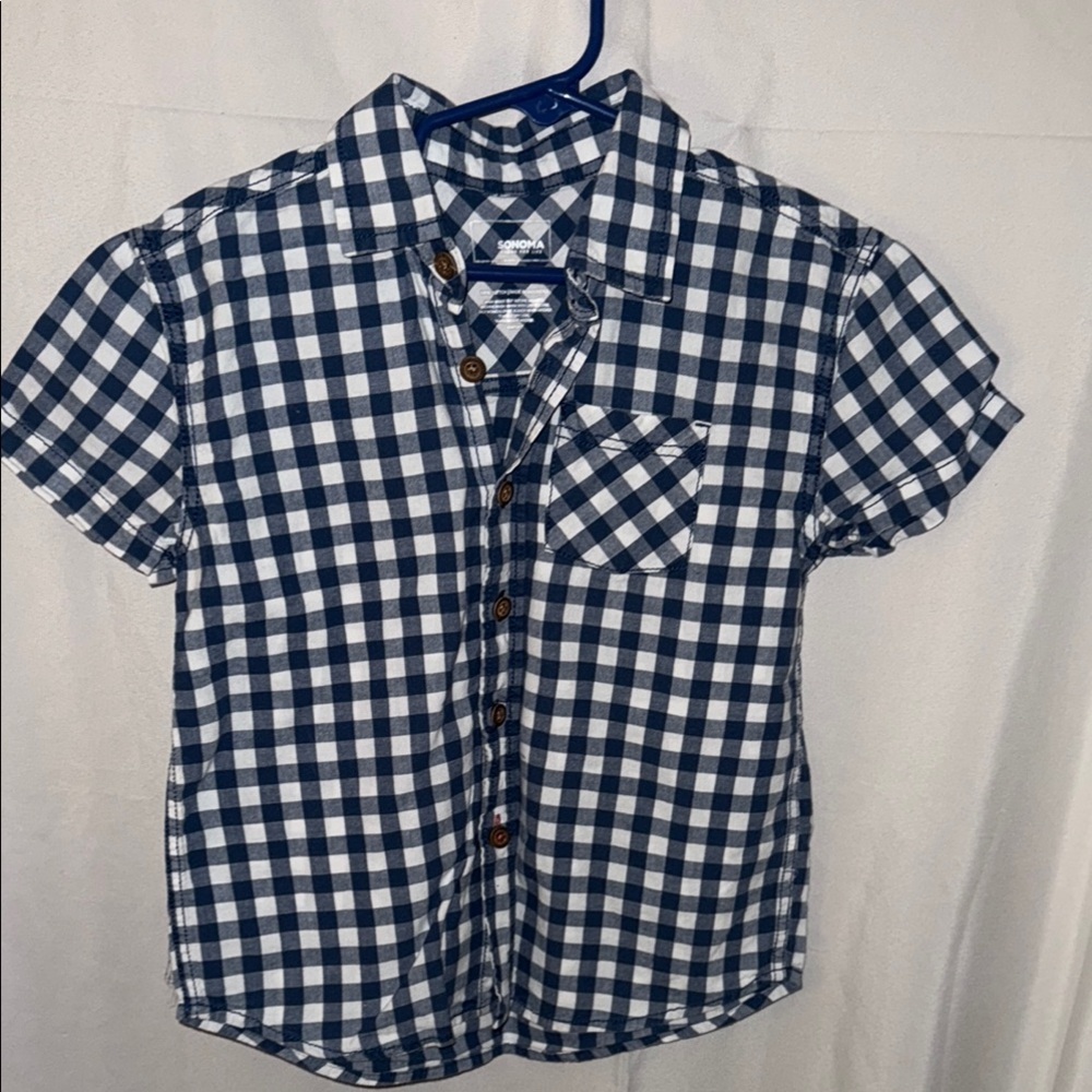 Sonoma Navy and White Checkered Kids Button Down Shirt